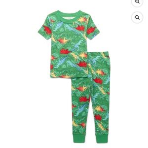 wonder nation Green Dinosaur Pajama Set with Colorful Dino Print